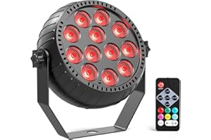Glowingstage Mini RGB Projecteur Par LED Batterie, 12 LED Rechargeables Jeux de Lumiere avec Télécommande et Son Activé, Lumiere de Scène pour Fêtes, DJ, Disco, Bar, Mariage, Halloween, Noël