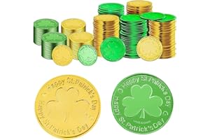NIWIEOI 60 PCS St Patricks Day Gold Coins,Lucky Coin,St Patricks Day Lucky Coin,St Patricks Day Accessories,St Patricks Day Decorations,Shamrock Gold Coins,Shamrock Leprechaun Coins