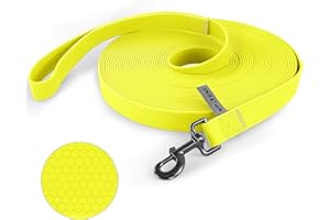 Wolfone 15m Yellow Heavy Duty Robust Training Dog Lead with Anti-Slip Handle，Waterproof Long dog Lead for Outdoor Activities