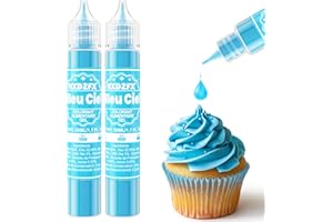 HXDZFX Colorant Alimentaire Gel Bleu Ciel - Gel Icing Color Set, Décoration de Gâteau, Pâtisserie, Beignets, Crème Glacée, Macaron - 30ml×2 Bouteilles