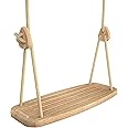 Baby Swing, Wooden Hanging Swing Seat Chair with Safety Belt, Durable Baby Swing Chair, Hanging Swing Seat for Adult, Kids, Children with Adjustable Rope. (Grand Swing)
