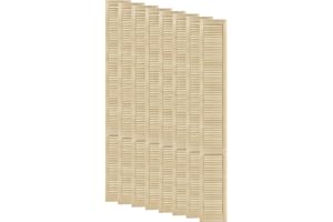 DecoMeister Puerta de Lamas Tipo Persiana de Lumbrera de Celosía de Madera Maciza de Pino Para Armarios Frente de Mueble con Listones Abiertos de Dimensiones 294x2422 mm Juego de Ocho Piezas