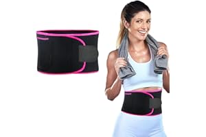 NOENAENI ​​1Pcs Waist Trainer Trimmer for Weight Loss Adjustable Sweat Belt Sauna Effect Fat Burner Exercise Belt Waist Trimmer for Women Men Slimming Yoga Fitness Pink