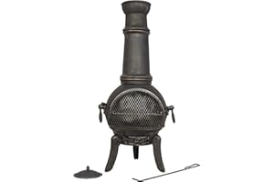 La Hacienda Sierra XL - Cast Iron Chimenea -BBQ Grill - Traitional - Patio Heater - Wood Burner - Extra Large - 125cm Tall 56016XLZ