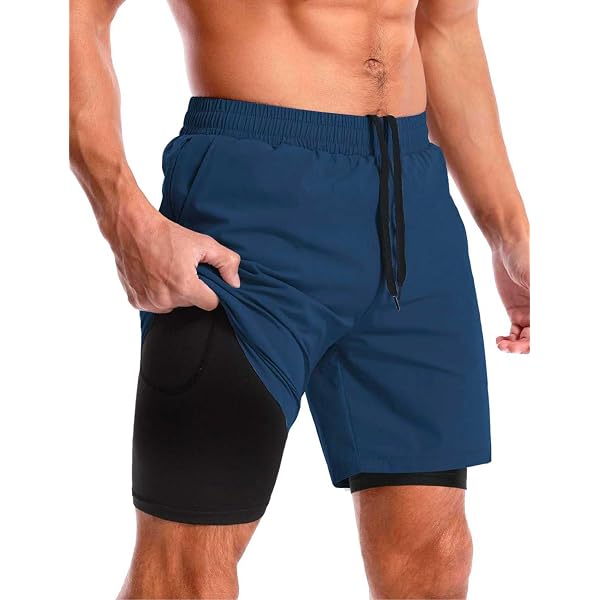 NEXGEN CLUB Shorts for Men with Zipper Pockets Quick Dry