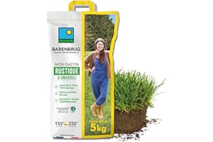 BARENBRUG - Gazon Rustique & Universel - Adapté Tous Sols - Installation Facile et Rapide - Pousse à Basse Température - Engrais Compatible Agriculture Biologique - Fabriqué en France - 5KG