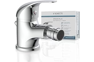 SCHÜTTE 41200 Bidet Armatur ATHOS, Bidet Wasserhahn, incl. Ablaufgarnitur mit Zugstange, schwenkbare Marken-Mischdrüse, Bidet-Armaturen, Chrom