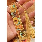 Kolbi Craft,Ay&ccedil;i&ccedil;ekleri Van Gogh P&uuml;sk&uuml;ll&uuml; Altın Renk Metal Kitap Ayracı Hediyelik Sanatsal