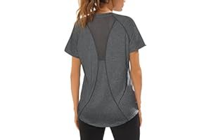 Wayleb Maglietta Sportiva Donna Camicia da Yoga Maglia Maniche Corte Corsa Asciugatura Rapida Top Elastico Manica Corta Magliette Fitness Tee S-XXL