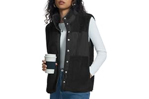 Kistore Teddy Fleece Weste Damen Ärmellose Weste Stehkragen Teddyjacke Leicht Herbstmantel Reißverschluss Fleecemantel mit Taschen