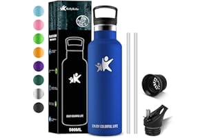 KollyKolla Borraccia Termica Bambini, 500ml, Borraccia con Cannuccia, Bottiglia Termica Senza BPA, Borraccia Acciaio Inox, Senza Perdite, Borracce Bambini, Adulto, Sport, Ciclismo, Palestra, Viaggio