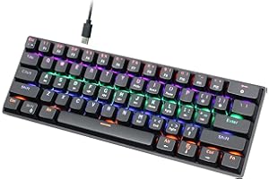 Snpurdiri 60 Percent Mechanical Gaming Keyboard, Blue Switch Anti-Ghosting 61 Key LED Rainbow Backlit Keyboard, Mini Portable Quick Response Keyboard for Laptop PC Gamer, Black