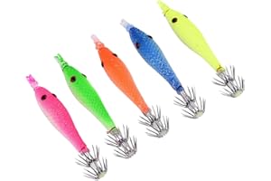 PWSHYMI 5pcs esche da pesca calamari luminosi calamari jig ami da pesca esche da pesca esche artificiali