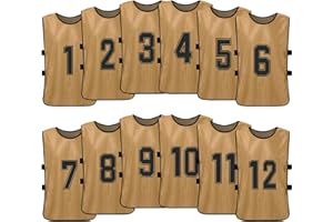 ERYUE Gilet, 12 PCS Adultes Football Pinnies Maillots De L'équipe De Football À Séchage Rapide Jeunes Sports Scrimmage Formation De L'équipe De Football Dossards Numérotés Pratique Gilet De Sport