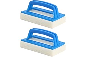 ACHANFLY Pool Wall Brush Pool Sponge Brushes with Handle Plastic Pool Scrubber Brush Hot Tub Cleaning Kit Edge Cleaner Brush for Swimming Pool, Pond, Spa, Tubs, Walls