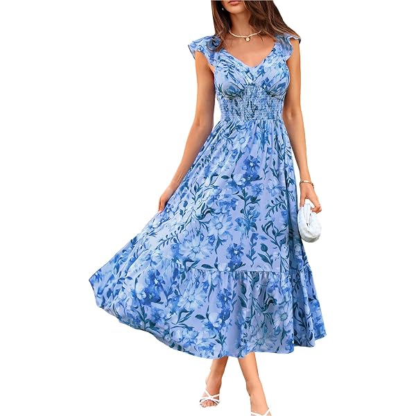 MedeShe Women's Chiffon Floral Holiday Beach Bridesmaid Maxi Dress Sundress Fashion