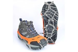 Bingyouth Ice Klampen Steigeisen, Grödel Steigeisen für Bergschuhe, Verdickte Schuhkrallen aus Edelstahl Anti-Rutsch Schuhspikes für Damen Herren für Wandern Klettern Angeln