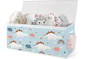 omedecal Cesta Porta Giochi Bambini Contenitori, Pieghevole, 124 L, Grande Oxford Contenitore Cesto Scatola Porta Giochi Baule Portagiochi Bambini Bambino, 96x32x40cm - Dinosauro