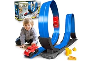 VATOS Magnetyczny zestaw do wyścigów samochodowych, magnetyczny, antygrawitacyjny, zabawka dla chłopców w wieku 3-6, 7, 8-12 lat, dla chłopców i dziewczynek, zestaw upominków dla dzieci