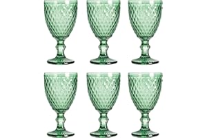 Solycarpa Juego De 6 Copas de Cristal. Modelo Transparente Personalizado para Fiesta, Boda o Bautizo Original y Resistente (6 Unidades Color Verde). Ideal para Vino, Cava o Agua.