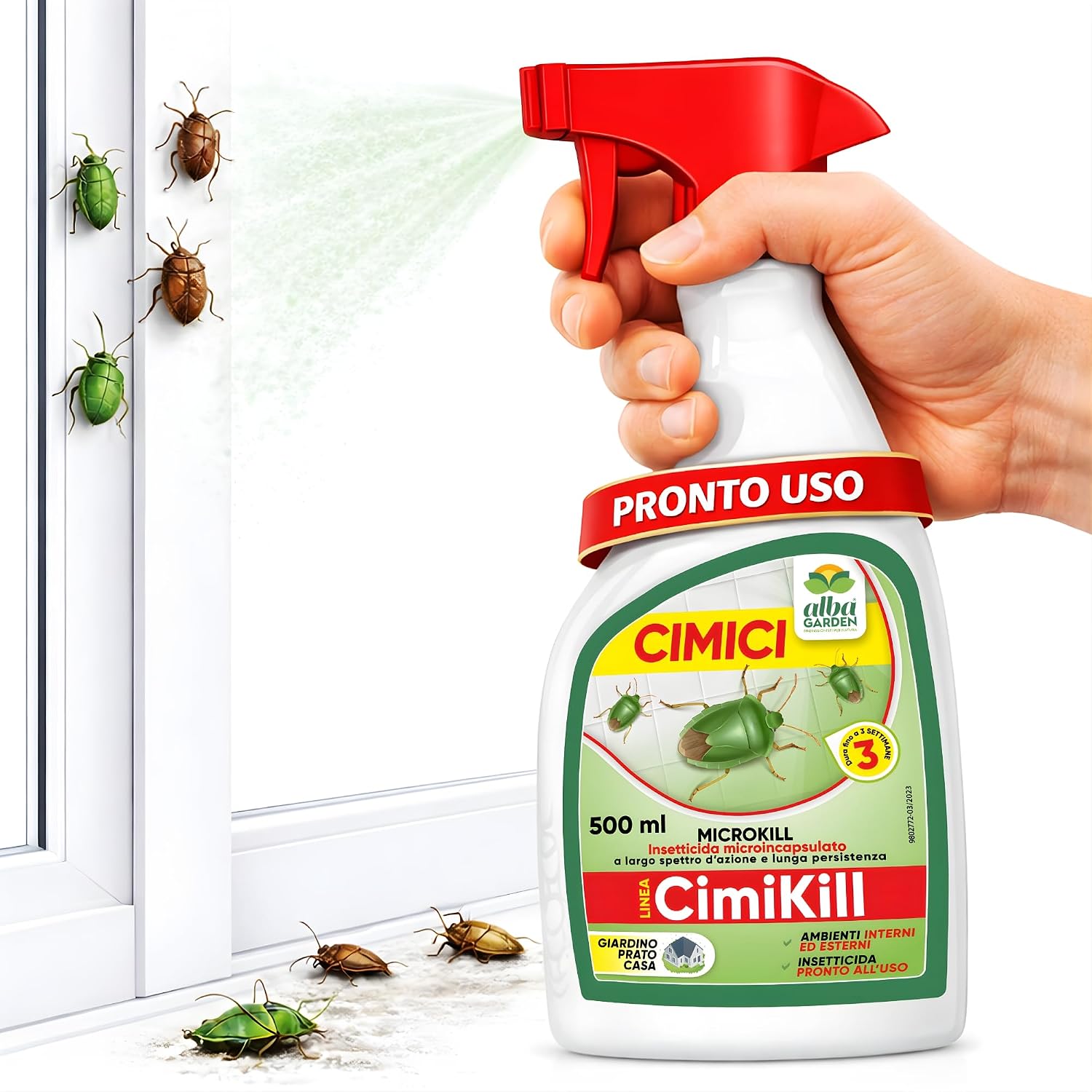 Albagarden - Insetticida Cimici - Rapida Azione - Protezione Prolungata fino a 3 Settimane - Spray Repellente Cimici - Veleno Per Insetti Per Giardino E Casa - 500 ml
