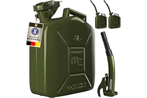 Monzana 3x Bidones de Gasolina Metálicos 5L Verde Embudo Incl. Combustible Diésel Aceite Homologación UN