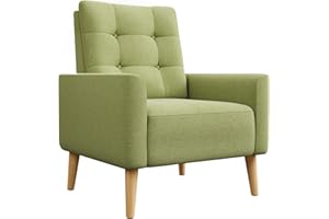 ‎MEERVEIL Meerveil Sessel, Ohrensessel mit Armlehnen Massivholzbeine Modern Bequem für Schlafzimmer Wohnzimmer Balkon Büro, Grün