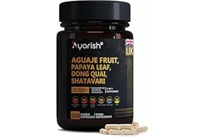 Ayorish Aguaje Fruit Buriti Extract Capsules with 5 High Potency Ingredients Dong Quai, Papaya Leaf, Shatavari - 120 Pills Curves for Women