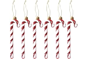 AJUNLKVDR 6 Bastones Navidad Caramelo,Caramelos Bastones de Navidad,Bastones de Caramelo Decorativos,Bastones de Caramelo,áRbol de Navidad,Decoración de Navidad,Color Blanco y Rojo