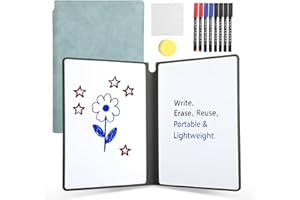 KITDAHOM Taccuino Whiteboard - Mini Whiteboard A5 - Con 8 Pennarelli e Cancellino - Riutilizzabile, Cancellabile a Secco - Per Appunti, Liste, Pianificazione (Blu Navy)
