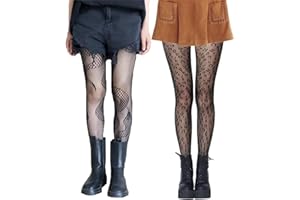 SERAPHY 2 Paia Collant a Rete Donna Fantasia, Vita Alta Elastico Sexy Pizzo Collant Fantasia