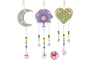 DELISOULS Diamond Painting Sonnenfänger Windspiel Bastelsets, 5D Diamond Painting Anhänger, Doppelseitiges Diamond Painting Set Hängender Anhänger Handwerk für Zuhause Garten Büro Fenster Schmücken