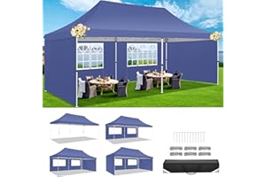 TOOLUCK Pop up Gazebo 3M x 6M Marquee Gazebo Tent with Sides Upgrade Structure UPF50+ Protection &100% Waterproof for Garden Parties Commercial with Easy Carry Bag, Navy Blue