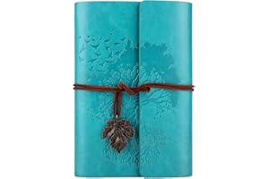 OMEYA Diario in Pelle Vintage, Taccuino Diario Di Viaggio, Diario Segreto, Diario per Scrivere Pensier, Idee Regalo Amica Regalo Donna, A6 18,5 x 13 cm（ blu）