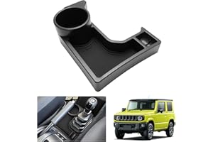 GAFAT Suzuki Jimny 2018-2024 2025 JB64/JB74 (Cambio Automatico) Contenitore Portaoggetti per Console Centrale, Jimny Braccioli Organizer, Vassoio con Portabicchieri, Suzuki Jimny Accessori (nero)