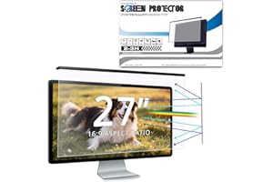 EliWhale Filtre d’Écran Anti-Lumière Bleue 27 Pouces pour Moniteur 16:9 – Film Amovible et Suspendu – Protection Anti-UV, Anti-Reflet et Anti-Éblouissement (61,3 x 36,9 cm)