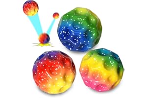 Willingood 3-St Moon Ball, Mehrfarbig Space Sprungball, Super High Bouncing Lightweight Springen Ball, Hüpfbälle, Bouncy Balls, Mini Gummiball für Kinder, Interaktives Spielzeug zum Stressabbau
