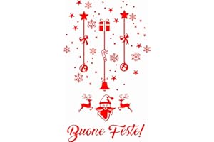Stick-UP Vetrofanie Natale, Vetrofanie Natalizie, Vetrofanie Natalizie per Finestre, Vetrofanie Natalizie per Negozi, Vetrofanie PVC- 80 Pezzi, 5 Fogli (Rosso)