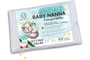 BABY WOLFY-Cuscino Lettino Bambino 40x60cm certificato OEKO-TEX® 1 2 3 4 anni 100% Cotone Antiacaro Anallergico Traspirante Morbido per Letto Culla Passeggino Asilo Nido Made in Italy