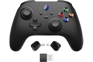 PALPOW Mando PC Inalámbrico para Windows/Android/Steam Deck, Mando PC Gaming Joysticks y Disparadores de Efecto Hall con Adaptador de 2,4 GHz, Gamepad Bluetooth para iPhone/Switch 2 - Negro
