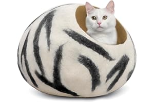 Woolygon Cats of The Wild Series Wool Cat Cave, 100% Merino Wool Handmade Eco-Friendly Felt Cat Den for Indoor Cats and Kittens