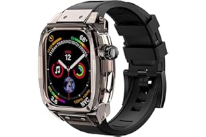 VISOOM Strap with Clear Case Compatible with Apple Watch 45mm, Men Rugged Case Protective Bumper Cover with Soft Rubber Silicone Band for iWatch Series 9/8/7(NO SCREEN PROTECTOR),