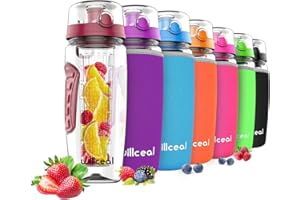 willceal Fruit Infuser Water Bottle 32oz Durable, Large - BPA Free Tritan, Flip Lid, Leak Proof Design - Sports, Camping