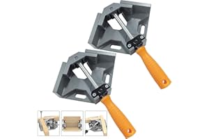 QINGLEE 2 Pcs Serre Joint Angle 90 °, Etau D'angle Alliage d'Aluminium, Pince de Soudage d'angle avec mâchoire pivotante réglable, pour Outils Menuisier, Soudage de Charpentier (Gris)