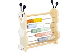 Janod - Boulier d'Apprenstissage en Bois - 50 Perles Colorées - Jouet d'Eveil - Bois Certifié FSC et Peinture à l'eau - Développer la Motricité Fine - Dès 18 Mois - J04014