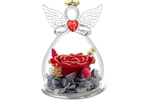 Qinqinxin Muttertagsgeschenke für Mama, Ewige Rose Engel Figur Geschenk für Mama Oma, Ewige Blume Kuppel Glas Engel, Infinity Rosen Geschenke für Frauen, Originelles Geschenke zum Muttertag Geburtstag