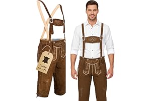 Spirit of Bavaria Lederhose Herren I 100% Echtleder I Trachtenhose mit Trägern I Ideal für Dein Oktoberfest Outfit I Traditionelle Trachtenlederhose für Männer I Braun, Dunkelbraun, Schwarz Gr. 44-72
