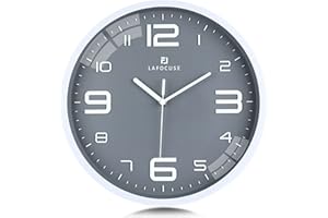 Lafocuse 30cm Reloj de Pared Gris Silencioso, Números 3D Grande, Reloj Moderno sin Tic TAC Decorativo para Cocina Dormitorio Salon