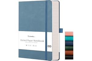 HIUKOOKA Bullet Dotted Journal - 320 Numbered Thick Pages Bound Dot Grid Notebook A5 100gsm Thick Dotted Paper Journal for Note-Taking,Sketching,Planning,Diary with Drawing Board-GrayBlue