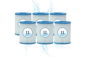 DENKMSD Cartucho de Filtro Tipo II,For Bestway 58094-Cartucho de Filtro de Piscina,Cartuchos filtrantes de Repuesto para Bestway Tipo II,For Bestway 58383-Depuradora de Filtro Cartucho Tipo II (6 PCS)